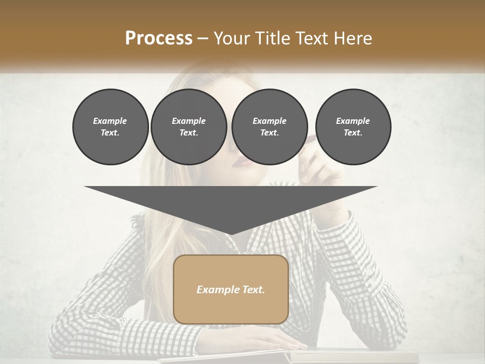 A Woman Sitting At A Table With A Pen In Her Mouth PowerPoint Template