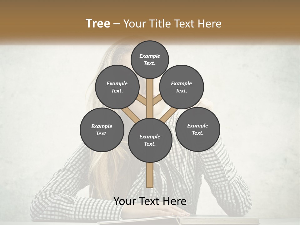 A Woman Sitting At A Table With A Pen In Her Mouth PowerPoint Template