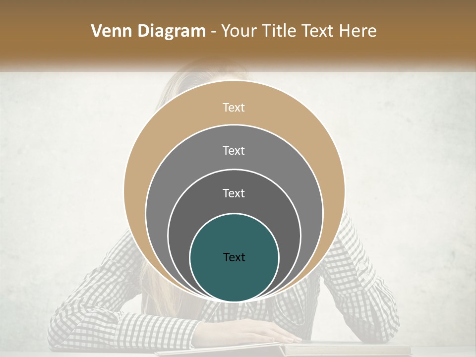 A Woman Sitting At A Table With A Pen In Her Mouth PowerPoint Template