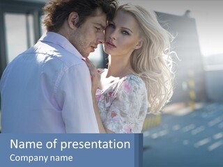 A Man And A Woman Standing Next To Each Other PowerPoint Template