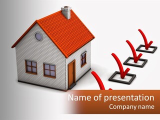 A House With A Red Roof And A Red Arrow Pointing To It PowerPoint Template