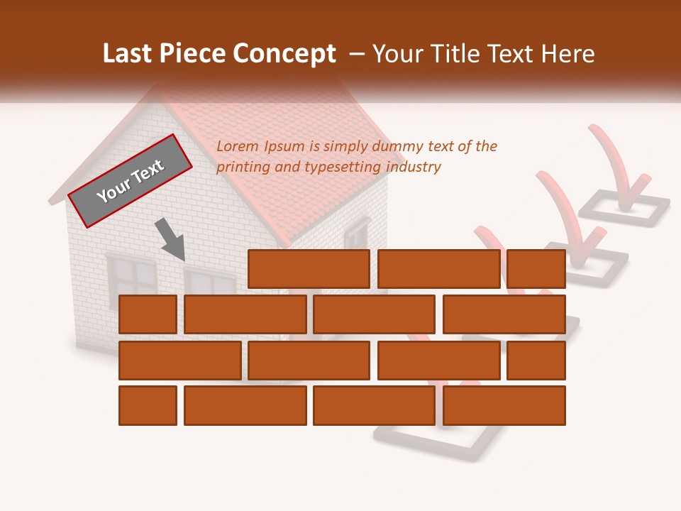 A House With A Red Roof And A Red Arrow Pointing To It PowerPoint Template