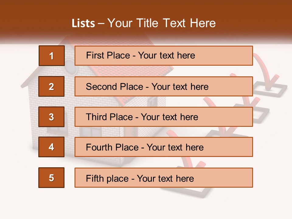 A House With A Red Roof And A Red Arrow Pointing To It PowerPoint Template