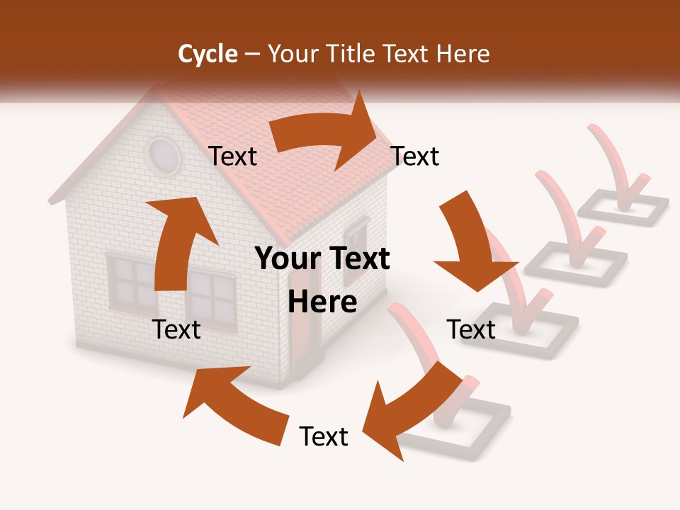 A House With A Red Roof And A Red Arrow Pointing To It PowerPoint Template