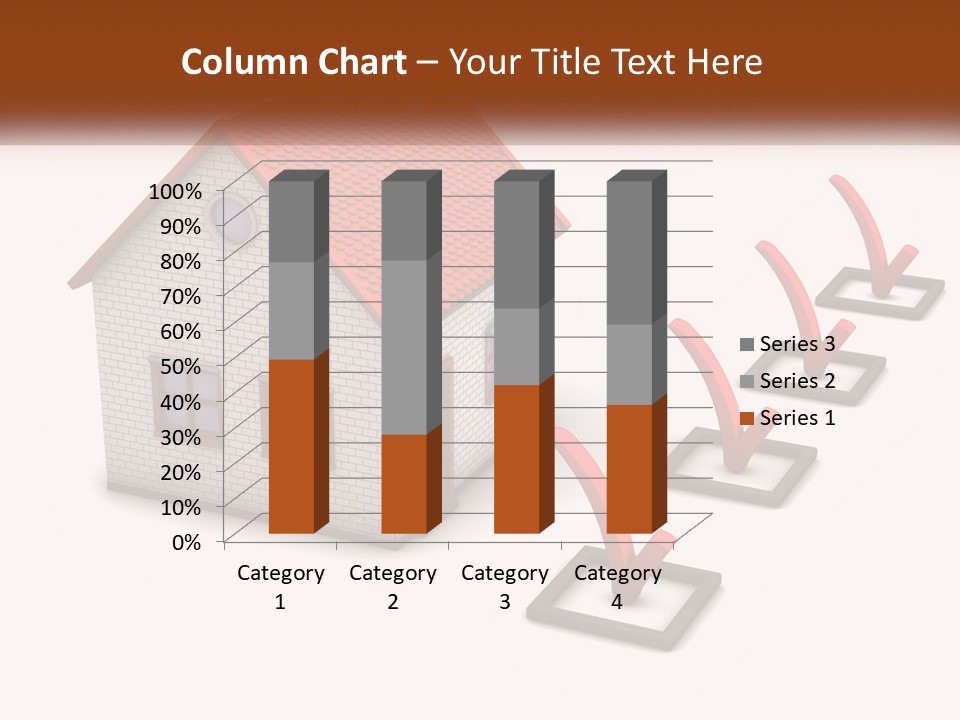A House With A Red Roof And A Red Arrow Pointing To It PowerPoint Template