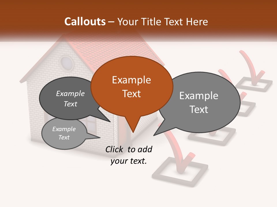 A House With A Red Roof And A Red Arrow Pointing To It PowerPoint Template