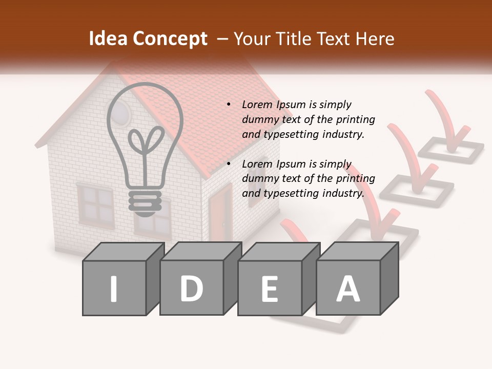 A House With A Red Roof And A Red Arrow Pointing To It PowerPoint Template