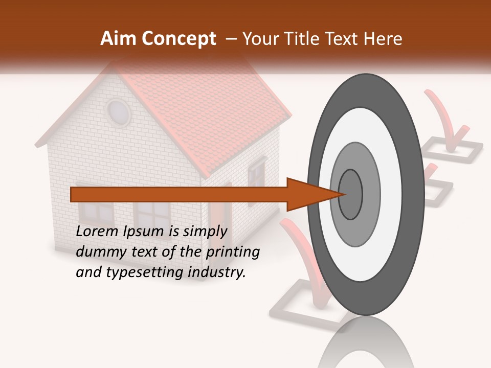 A House With A Red Roof And A Red Arrow Pointing To It PowerPoint Template