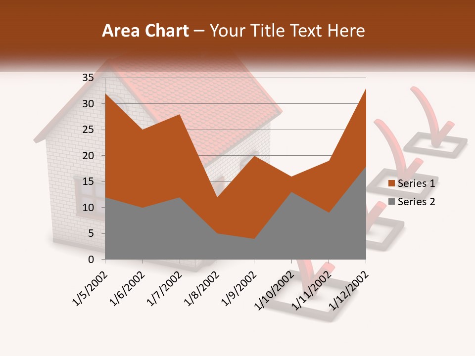 A House With A Red Roof And A Red Arrow Pointing To It PowerPoint Template