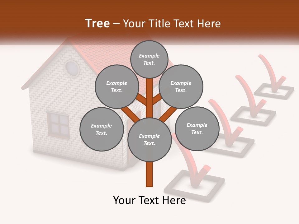A House With A Red Roof And A Red Arrow Pointing To It PowerPoint Template