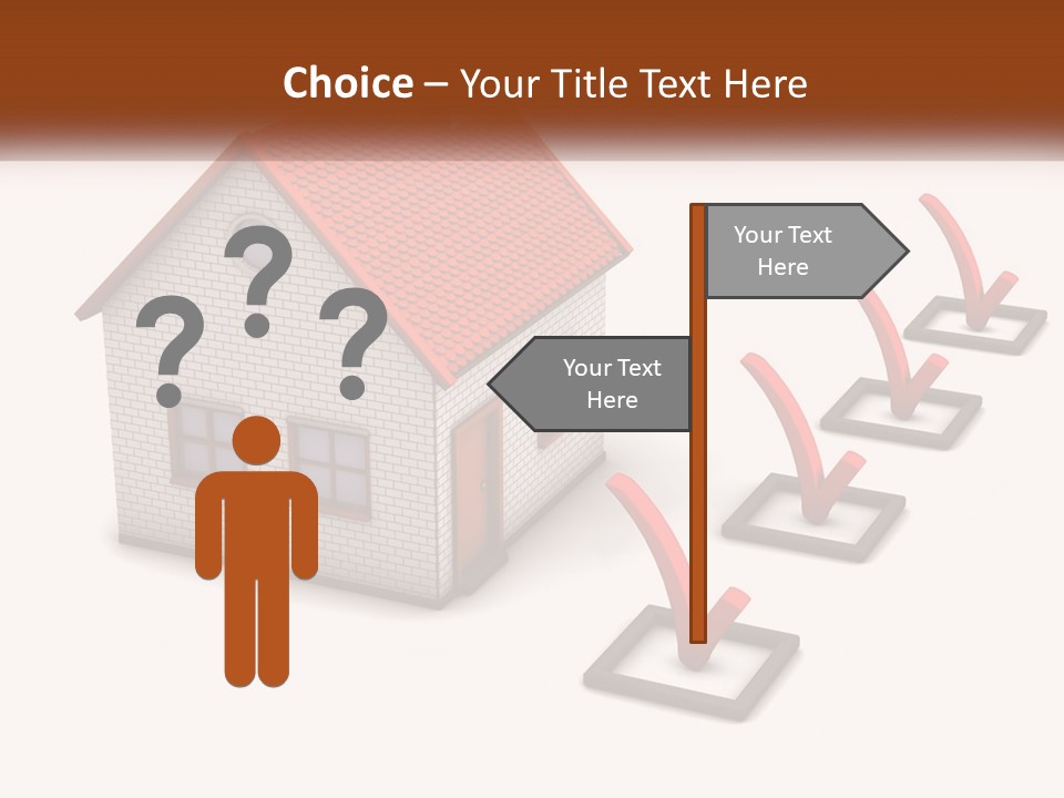 A House With A Red Roof And A Red Arrow Pointing To It PowerPoint Template