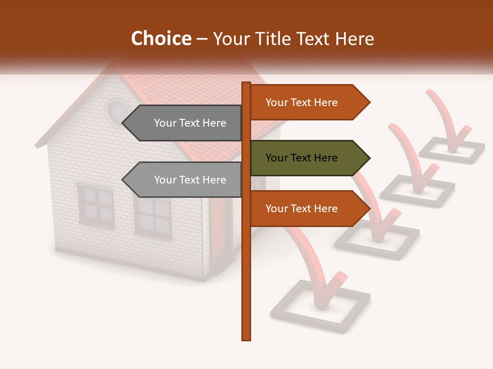 A House With A Red Roof And A Red Arrow Pointing To It PowerPoint Template