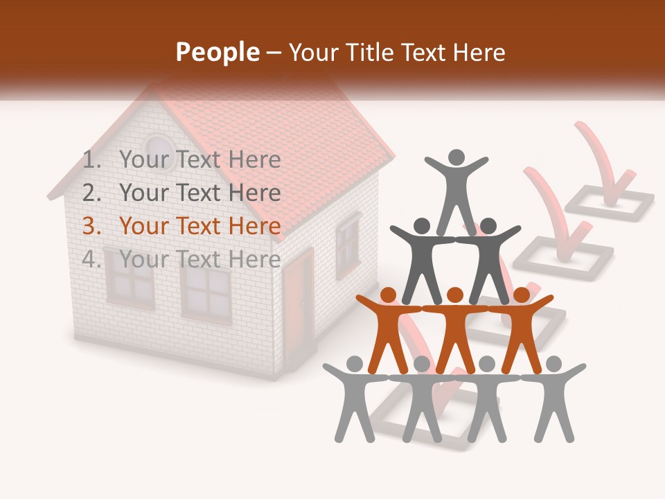 A House With A Red Roof And A Red Arrow Pointing To It PowerPoint Template