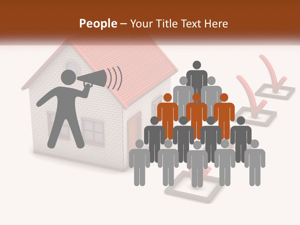 A House With A Red Roof And A Red Arrow Pointing To It PowerPoint Template