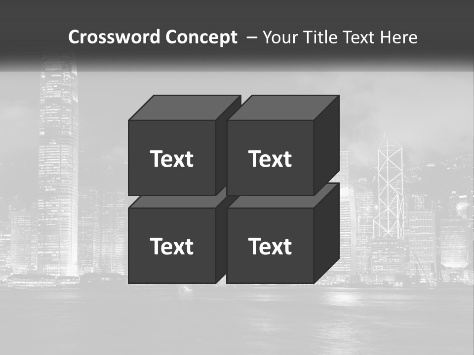 A Black And White Photo Of A City At Night PowerPoint Template