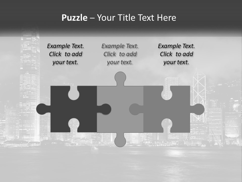 A Black And White Photo Of A City At Night PowerPoint Template