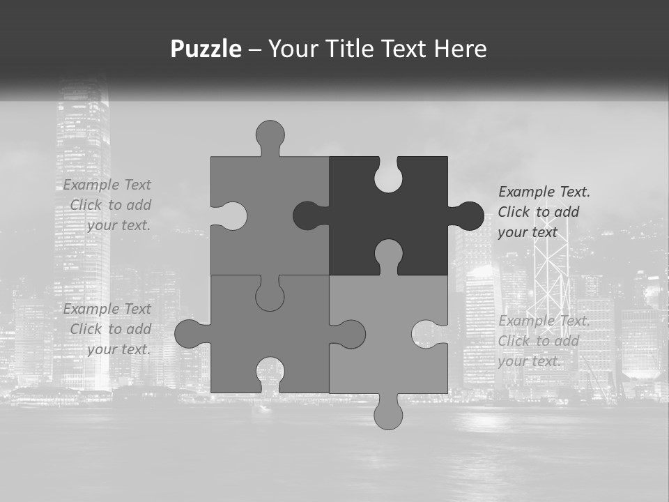 A Black And White Photo Of A City At Night PowerPoint Template