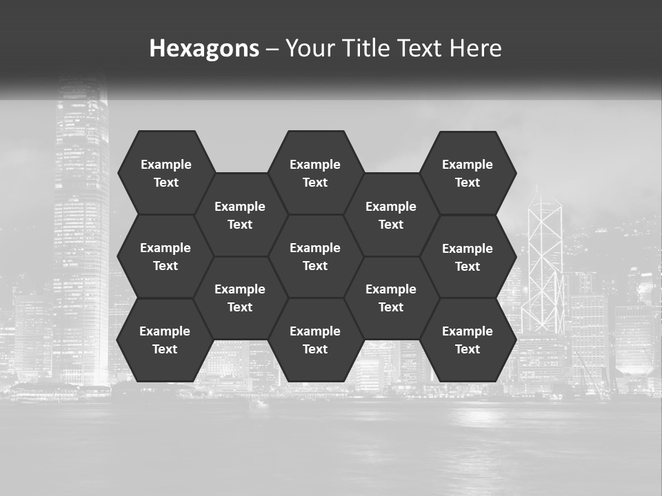 A Black And White Photo Of A City At Night PowerPoint Template