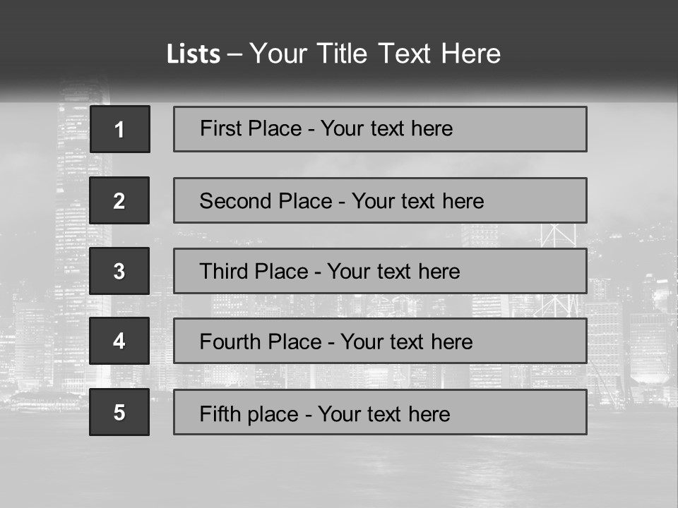 A Black And White Photo Of A City At Night PowerPoint Template