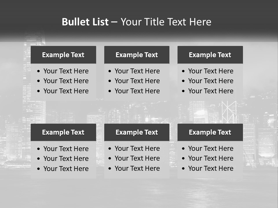 A Black And White Photo Of A City At Night PowerPoint Template