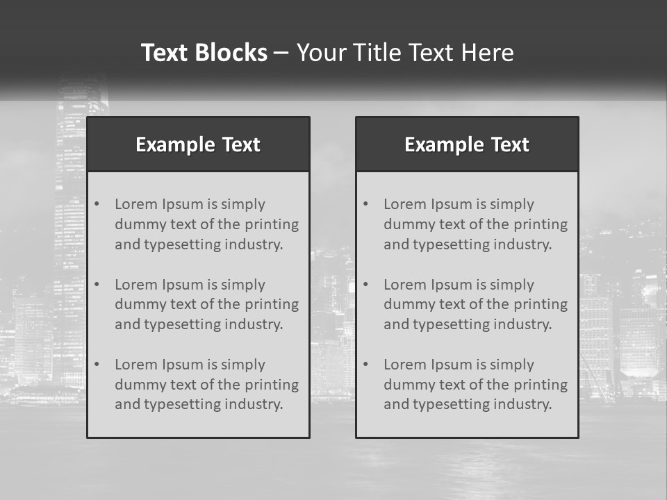 A Black And White Photo Of A City At Night PowerPoint Template