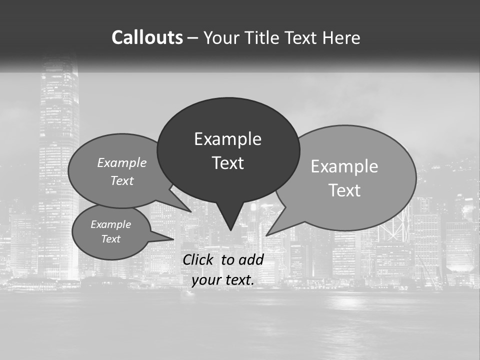 A Black And White Photo Of A City At Night PowerPoint Template