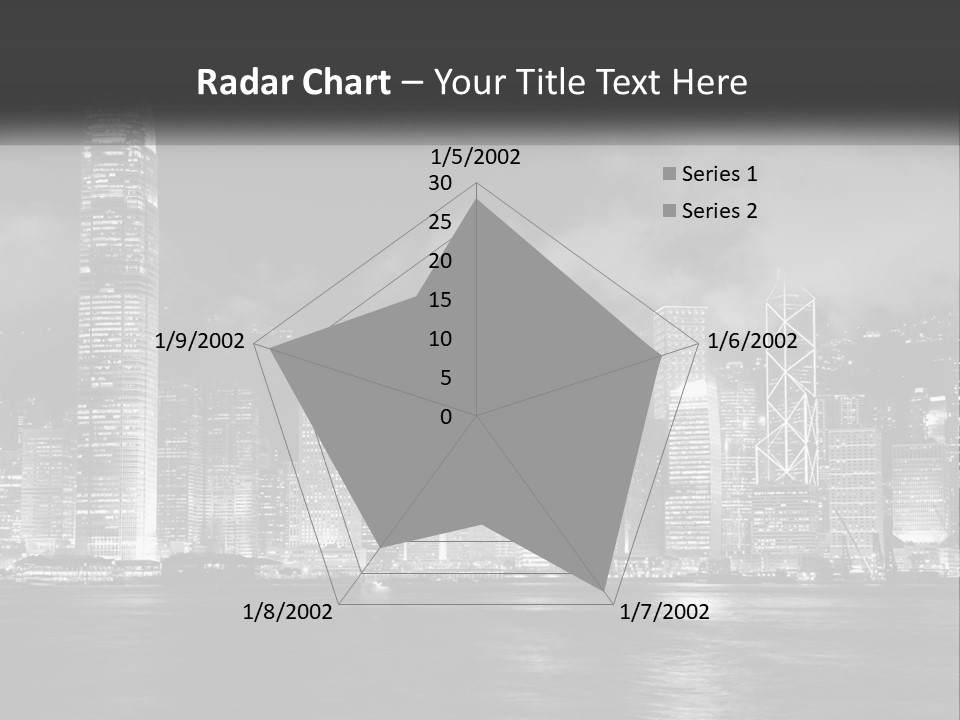 A Black And White Photo Of A City At Night PowerPoint Template