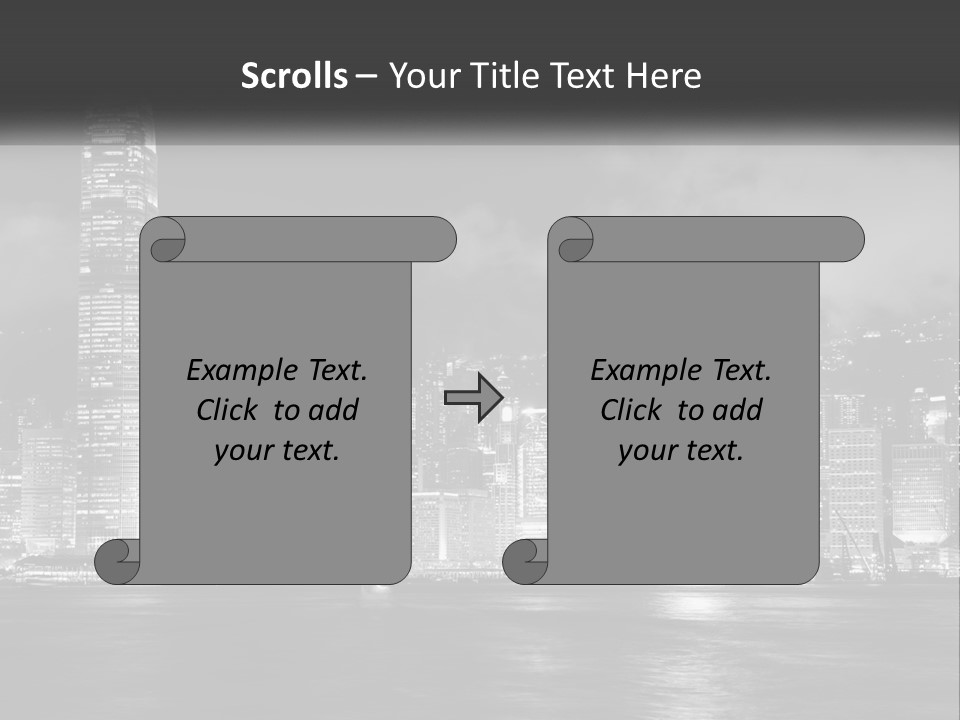 A Black And White Photo Of A City At Night PowerPoint Template