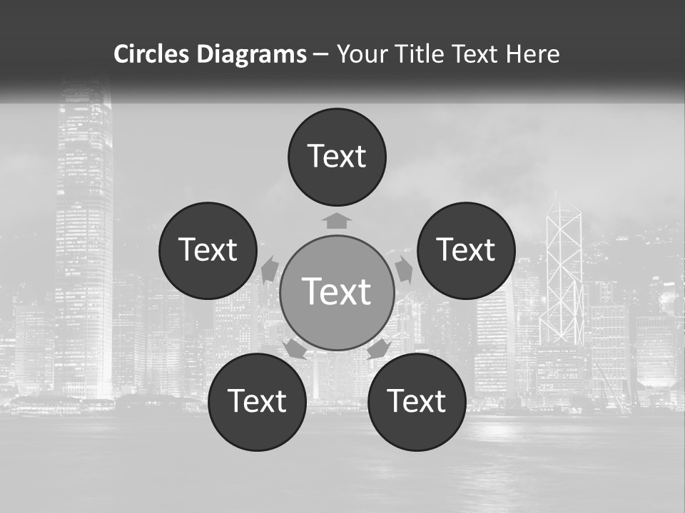 A Black And White Photo Of A City At Night PowerPoint Template