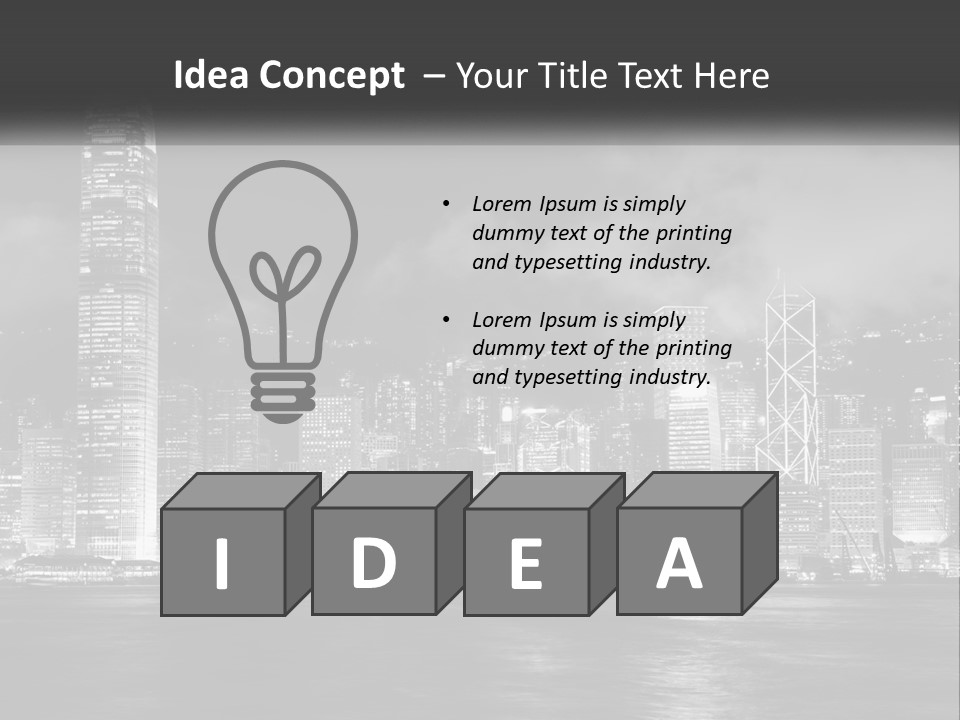 A Black And White Photo Of A City At Night PowerPoint Template