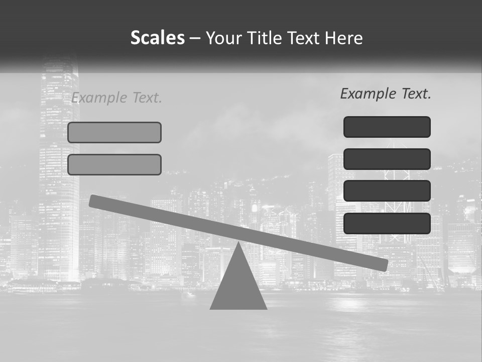 A Black And White Photo Of A City At Night PowerPoint Template