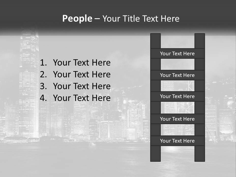 A Black And White Photo Of A City At Night PowerPoint Template