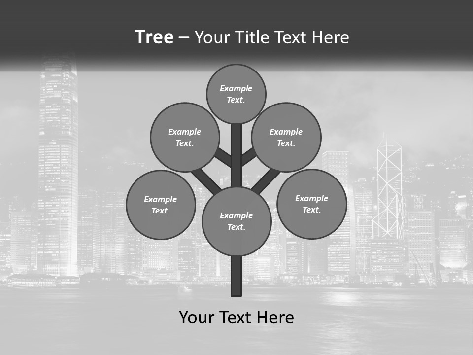 A Black And White Photo Of A City At Night PowerPoint Template