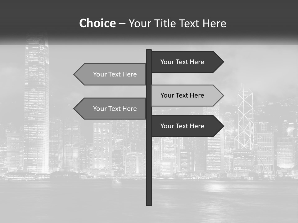 A Black And White Photo Of A City At Night PowerPoint Template