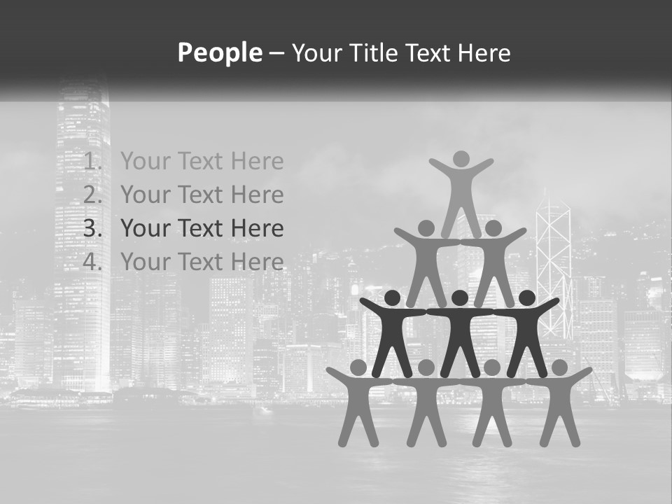 A Black And White Photo Of A City At Night PowerPoint Template