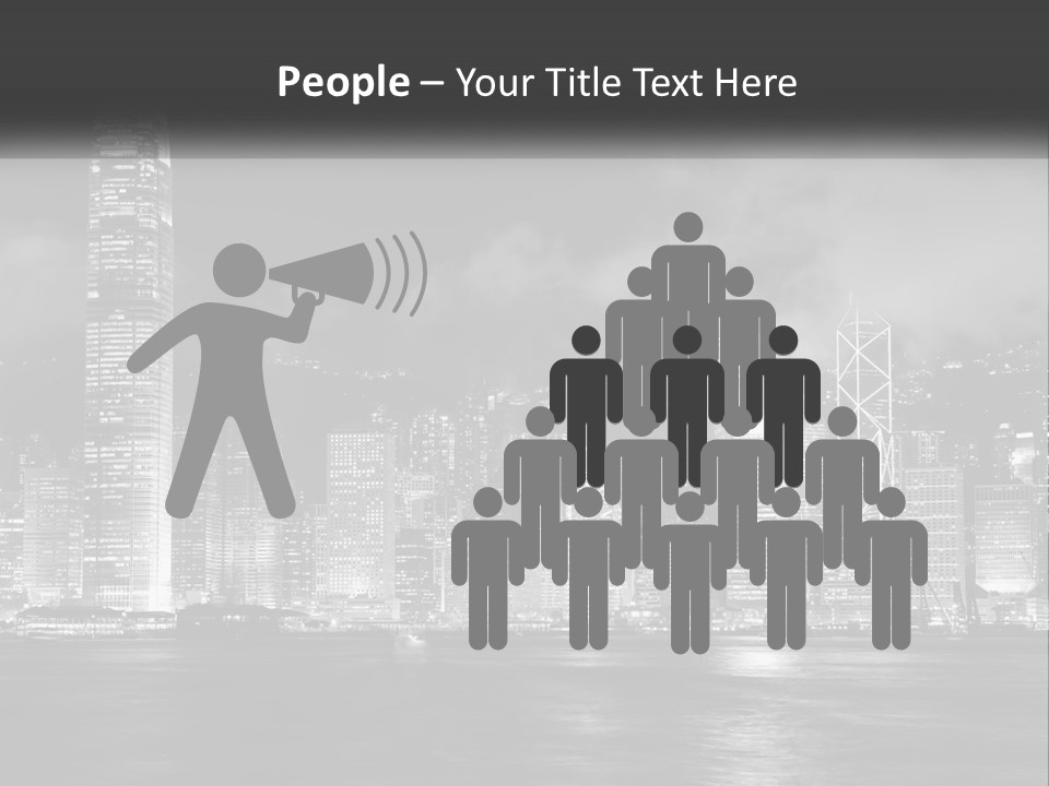 A Black And White Photo Of A City At Night PowerPoint Template