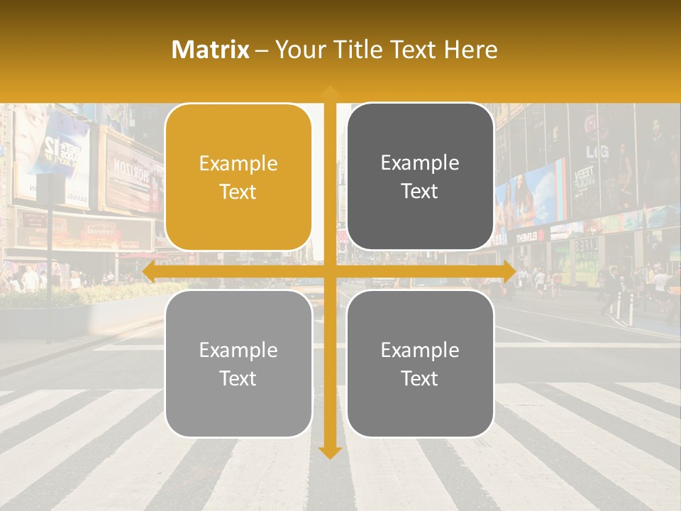 Two Taxi Cabs Driving Down A Busy City Street PowerPoint Template