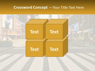 Two Taxi Cabs Driving Down A Busy City Street PowerPoint Template