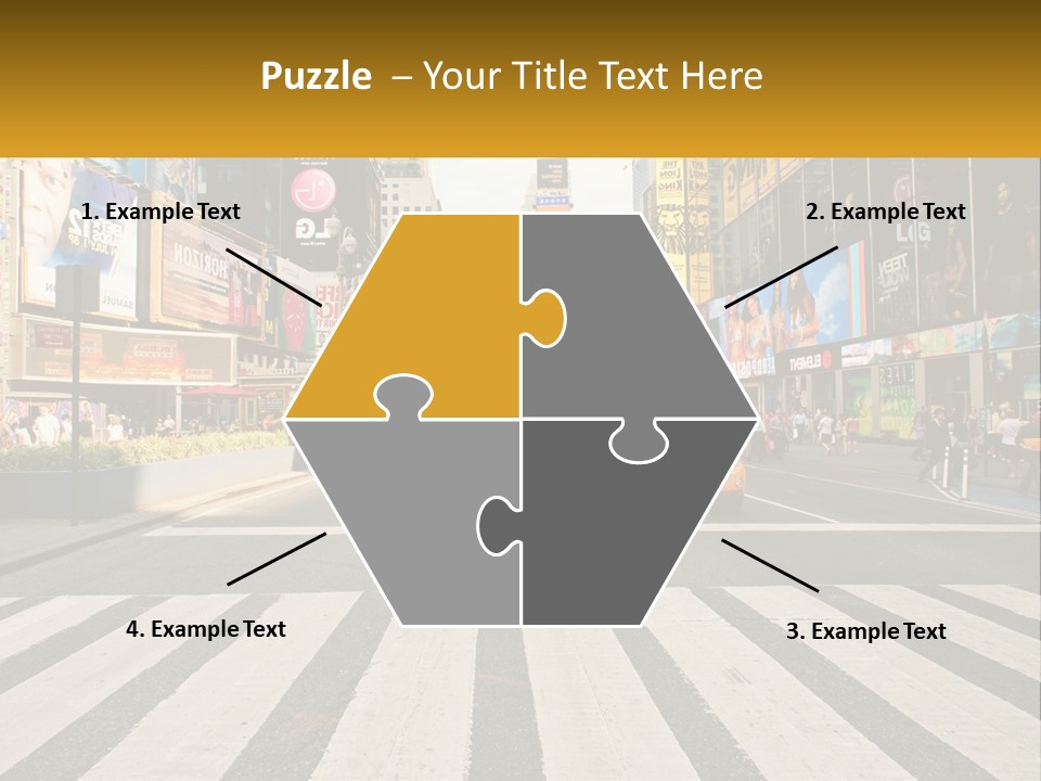 Two Taxi Cabs Driving Down A Busy City Street PowerPoint Template