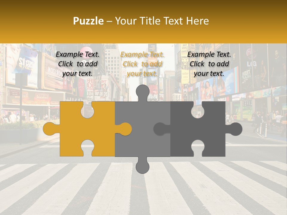 Two Taxi Cabs Driving Down A Busy City Street PowerPoint Template