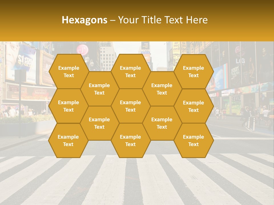 Two Taxi Cabs Driving Down A Busy City Street PowerPoint Template