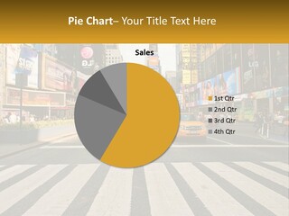 Two Taxi Cabs Driving Down A Busy City Street PowerPoint Template