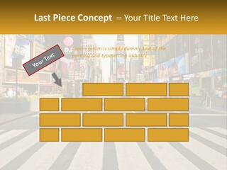 Two Taxi Cabs Driving Down A Busy City Street PowerPoint Template