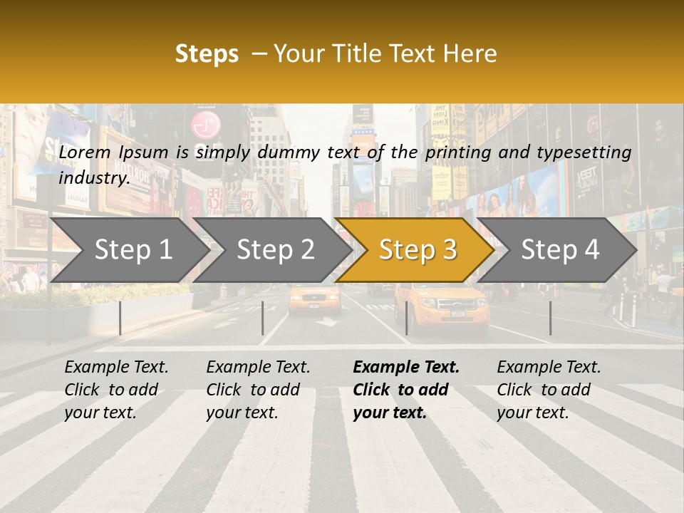 Two Taxi Cabs Driving Down A Busy City Street PowerPoint Template