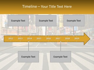 Two Taxi Cabs Driving Down A Busy City Street PowerPoint Template