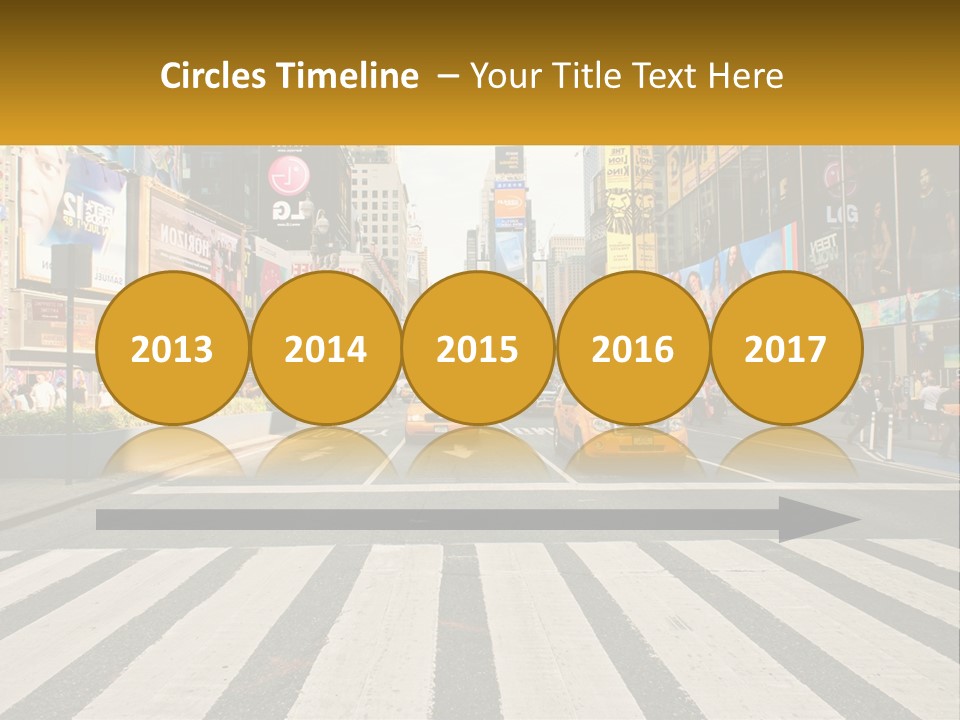 Two Taxi Cabs Driving Down A Busy City Street PowerPoint Template