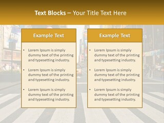 Two Taxi Cabs Driving Down A Busy City Street PowerPoint Template