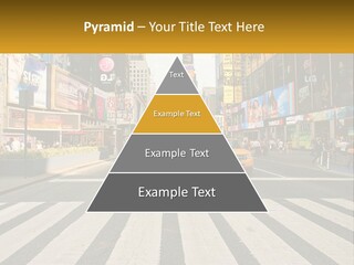 Two Taxi Cabs Driving Down A Busy City Street PowerPoint Template