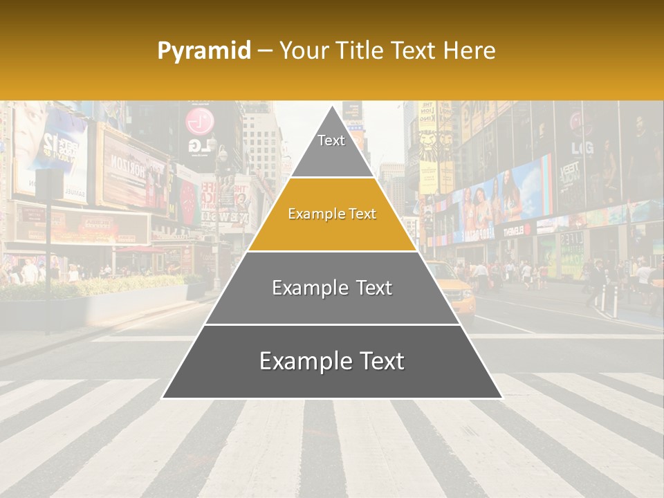 Two Taxi Cabs Driving Down A Busy City Street PowerPoint Template