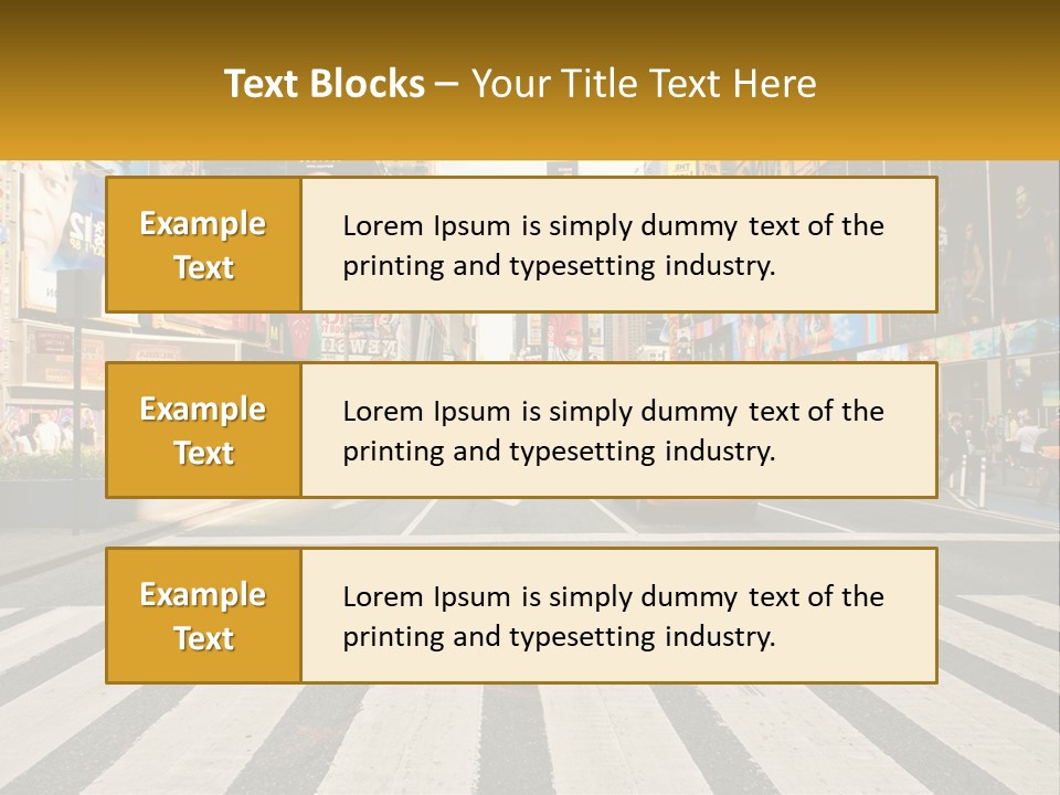 Two Taxi Cabs Driving Down A Busy City Street PowerPoint Template